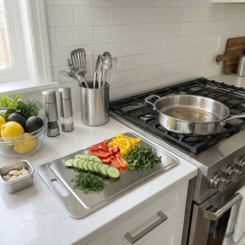 PuraHome™ Food Grade Stainless Steel Chopping Board