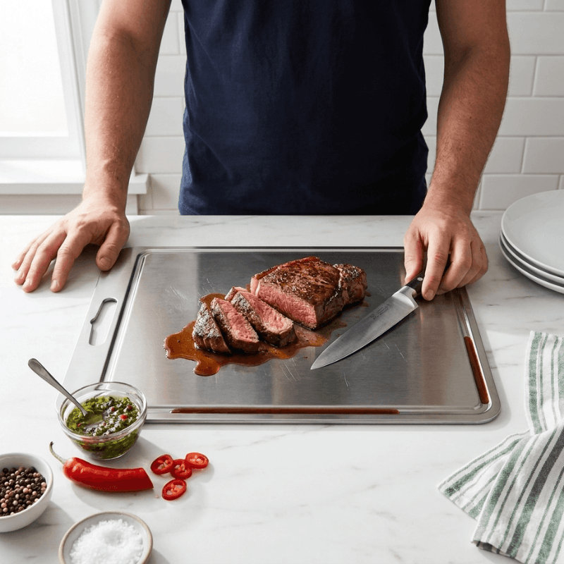 PuraHome™ Food Grade Stainless Steel Chopping Board